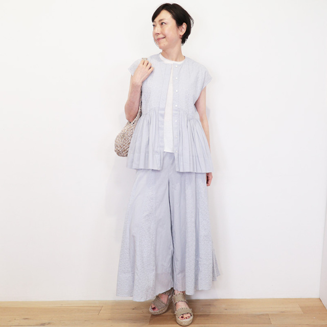 ne Quittez pas ヌキテパ 010261FL2 コットンボイル刺繍ノースリーブ