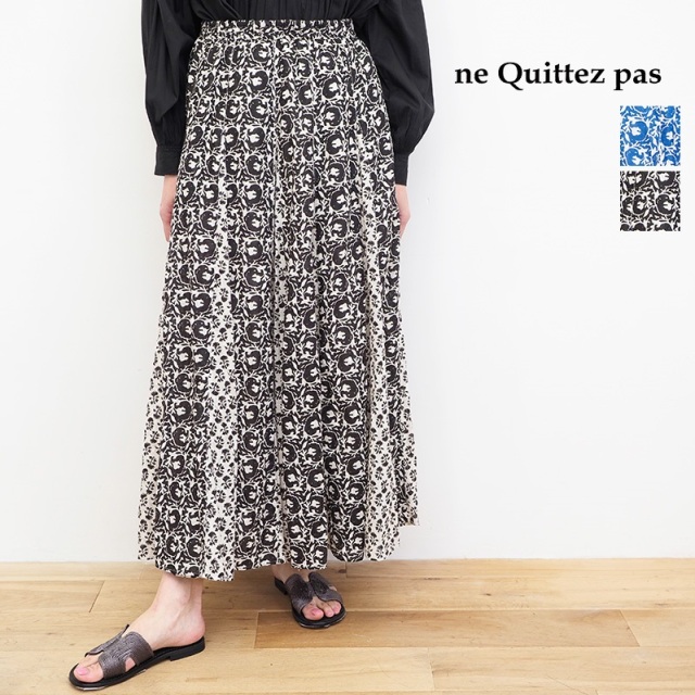ne Quittez pas ヌキテパ 010331GQ5 コットンジャカードコンビプリントスカート COTTON JQD COMBI PRINT  SKIRT ロングスカート フレアスカート エスニック 柄スカート | 23SS ボトムス 春夏