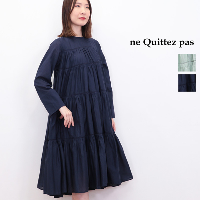 ne Quittez pas ヌキテパ 010400CA3 コットンボイルティアードミドルワンピース  Cotton Voile Tiered Middle Length Dress エスニック | 25SS 春夏