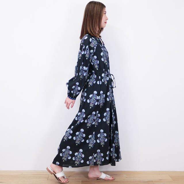 ヌキテパ ワンピース コットンジャガードマリーゴールドプリント