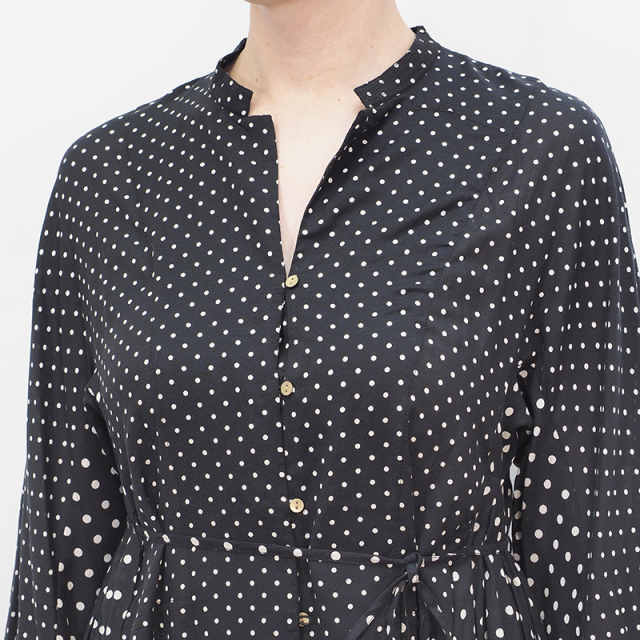 21ss新作 Ne Quittez Pas ヌキテパ ドット柄ガウンワンピース シャツワンピース Twill Print Gown 21ss 春夏