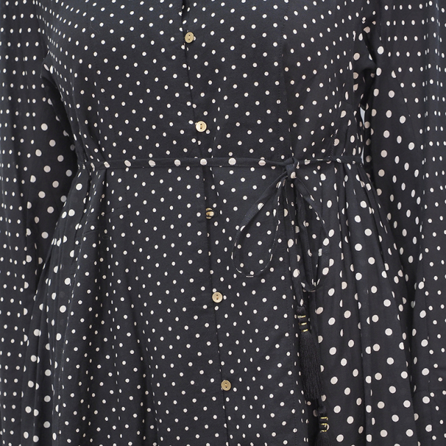 21ss新作 Ne Quittez Pas ヌキテパ ドット柄ガウンワンピース シャツワンピース Twill Print Gown 21ss 春夏