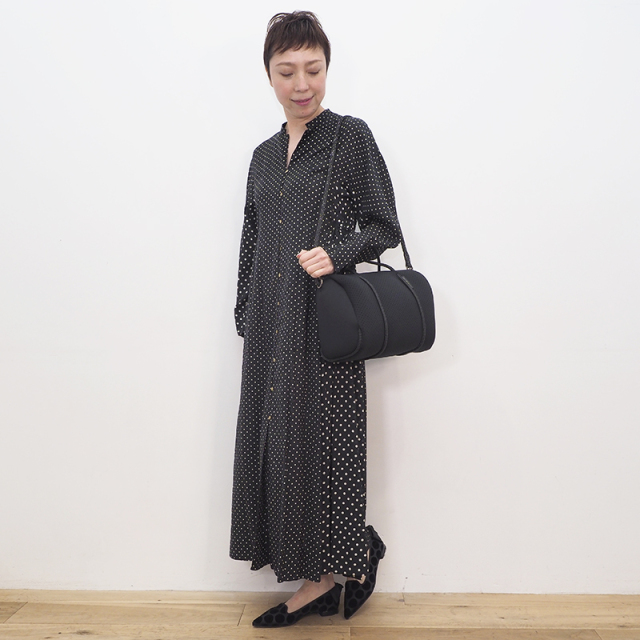 21ss新作 Ne Quittez Pas ヌキテパ ドット柄ガウンワンピース シャツワンピース Twill Print Gown 21ss 春夏