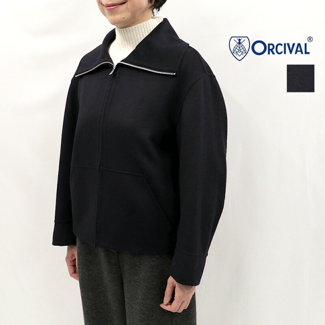 ORCIVAL オーシバル OR-A0840 RBE リバーウール ジップアップショートコート リバーハーフコート カバーオール ショート丈 ミドル丈 メルトンコート ウールコート オーチバル | 26AW アウター 秋冬