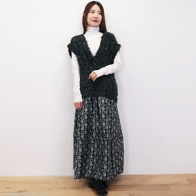 Ritto リット 202419-FB ミックスファーベスト ニットプルオーバー