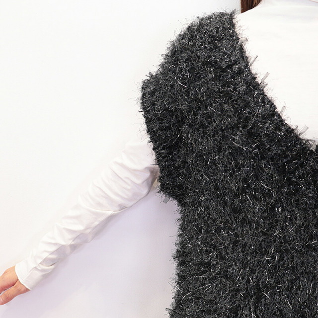 Ritto リット 202419-FB ミックスファーベスト ニットプルオーバー