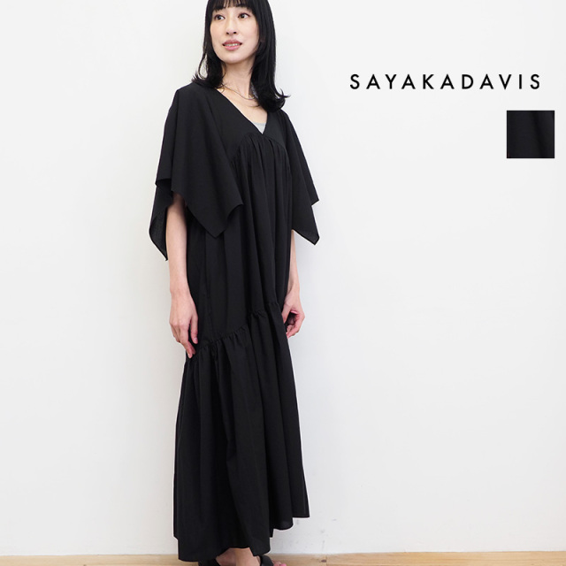 SAYAKA DAVIS サヤカデイヴィス QDR20-LCJ ハンカチスリーブワンピース Vネックドレス マキシワンピース Handkerchief Sleeve Dress  サヤカデイビス  | 23SS 春夏