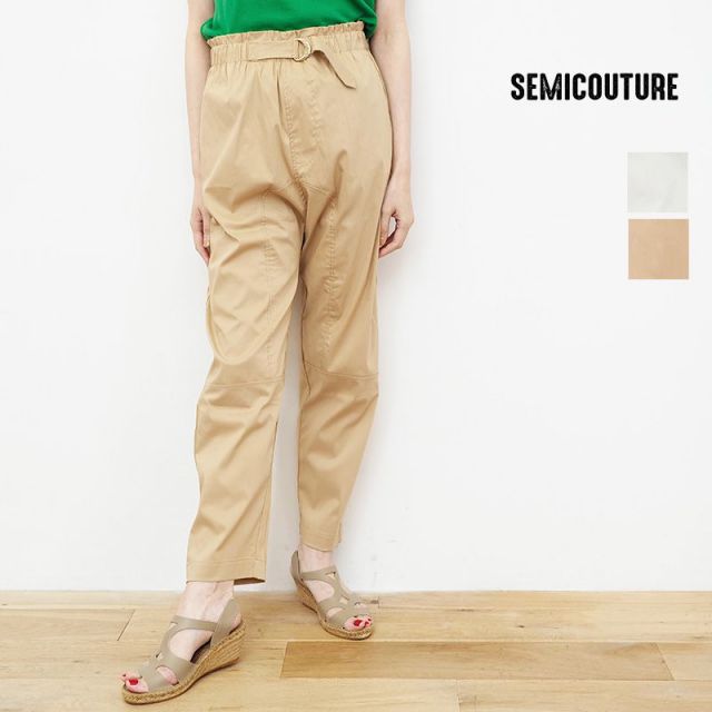 【40%OFF】SEMI COUTURE セミクチュール 39511114 ベルト付きイージーパンツ コットン ワイドパンツ | 23SS ボトムス  春夏