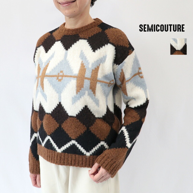 SEMI COUTURE セミクチュール69420620 アルパカ混ノルディック柄ニット セーター | 26AW トップス 秋冬