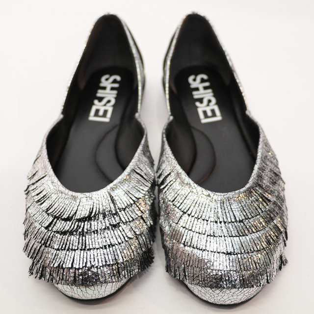 SHISEI シセイ 61042R フリンジセパレートバレエシューズ メタリック