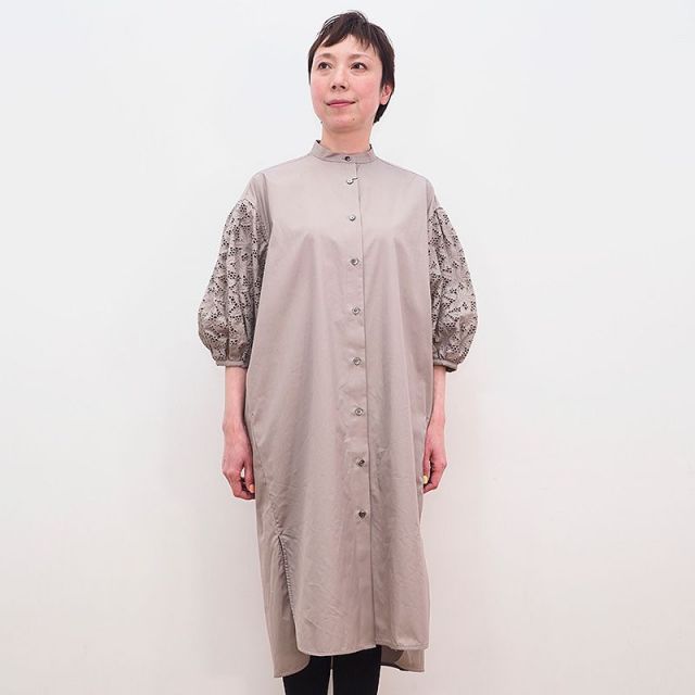 Ticca ティッカ Tbas 152 レーススタンドネックワンピース 花柄 刺繍 ノーカラー シャツワンピース 春夏 21ss Ticca ティッカ Tbas 152 レーススタンドネックワンピース 花柄 刺繍 ノーカラー シャツワンピース 春夏 21ss