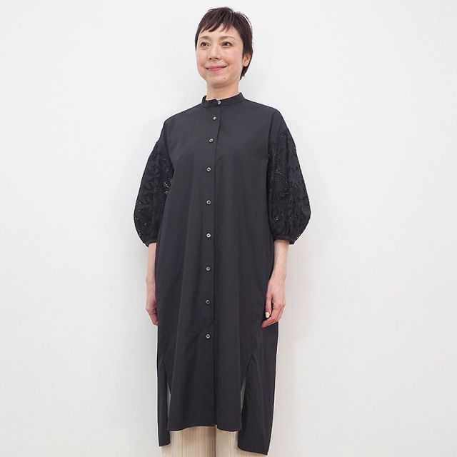 Ticca ティッカ Tbas 152 レーススタンドネックワンピース 花柄 刺繍 ノーカラー シャツワンピース 春夏 21ss Ticca ティッカ Tbas 152 レーススタンドネックワンピース 花柄 刺繍 ノーカラー シャツワンピース 春夏 21ss