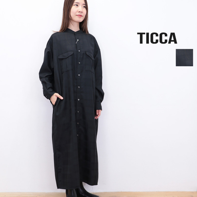 新品△TICCA ティッカ /ショートスリーブ ロングシャツワンピース  