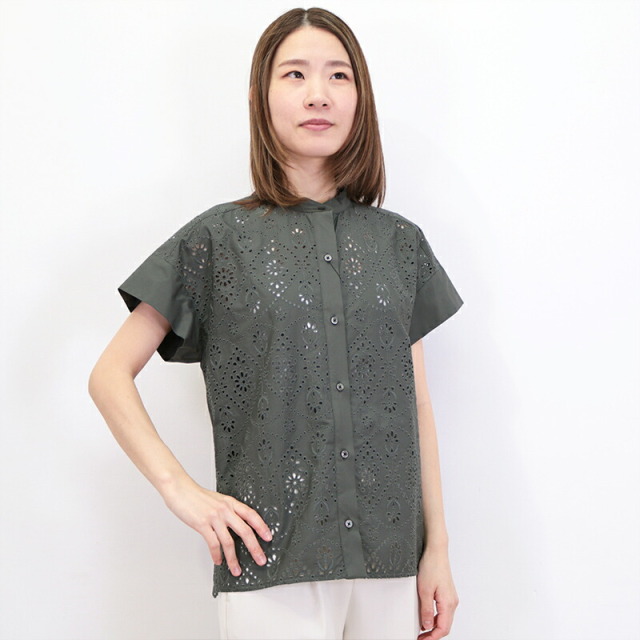 TICCA ティッカ TBDS-101 レースフレンチスリーブシャツ カットワーク 