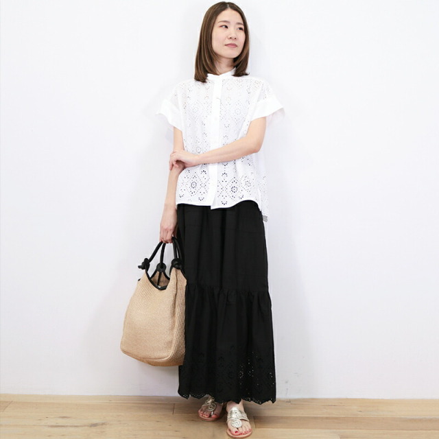 TICCA ティッカ TBDS-101 レースフレンチスリーブシャツ カットワーク 