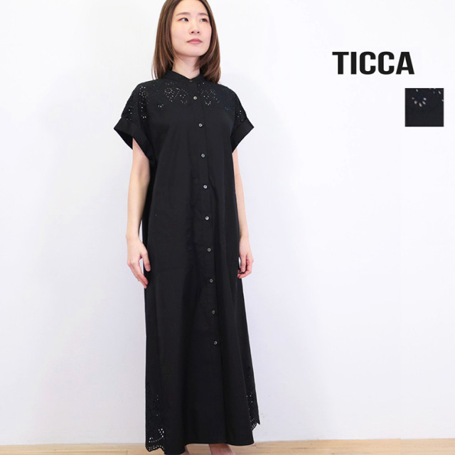 新品△TICCA ティッカ /ショートスリーブ ロングシャツワンピース  