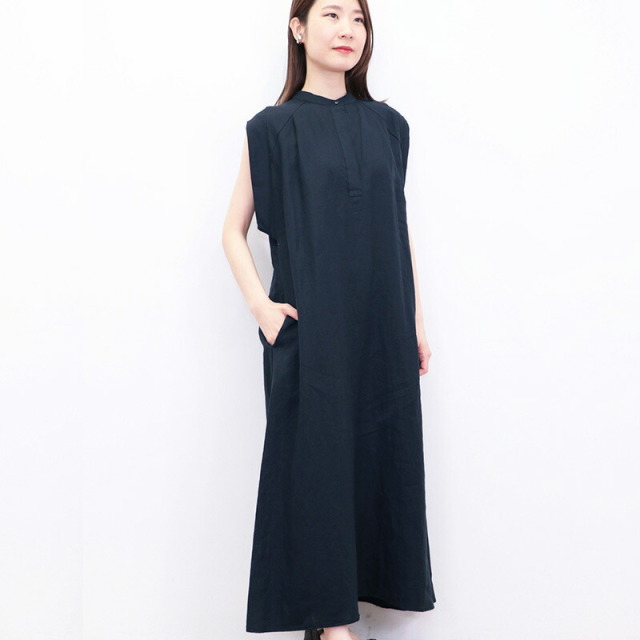 美品 TICCA ティッカ ロングシャツワンピース 洗える ネイビー