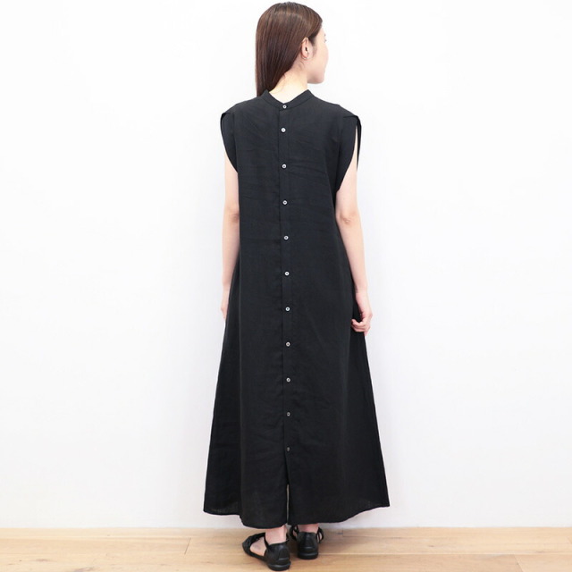 美品　TICCA ティッカ /フレンチスリーブ ロングシャツワンピース ブラック 極美品♪ティッカ TICCA フレンチスリーブ ロングシャツ