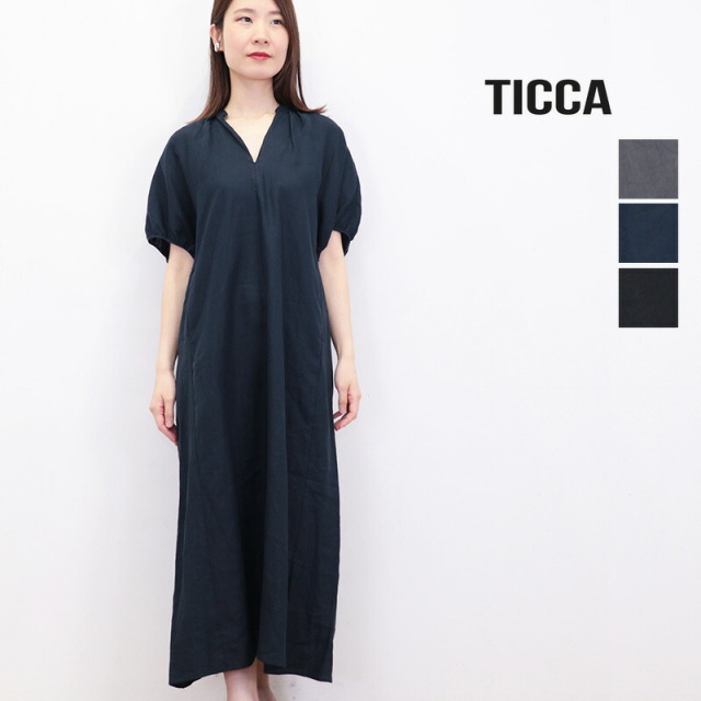 TICCA ティッカ TBES-407 バルーンスリーブリネンワンピース
