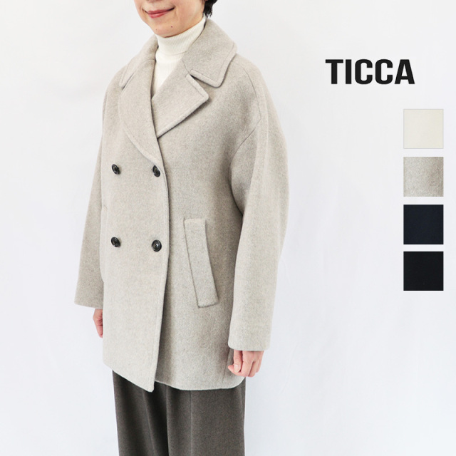 TICCA ティッカ TBFA-202 ピーコート ミドルコート ウールコート メルトン Pコート オーバーサイズ | 26AW アウター 秋冬