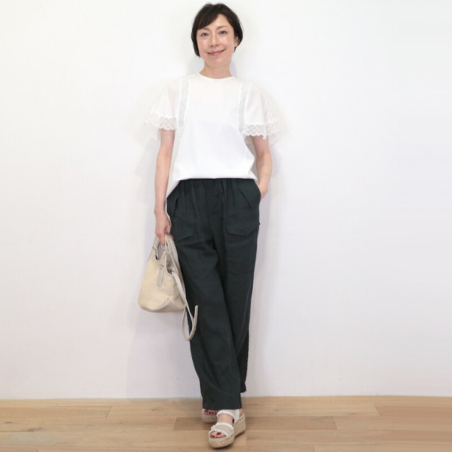TICCA ティッカ TBFS-406 リネンカーゴパンツ ワイドパンツ イージー