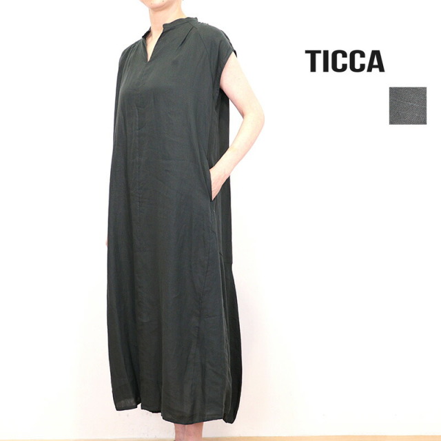 TICCA ティッカ TBFS-412 リネンフレンチスリーブバルーンドレス ワンピース 麻100% リネン100% | 26SS 春夏