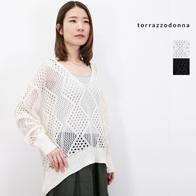 TORRAZZO DONNA トラッツォドンナ 6243-500 クロシェニットプルオーバー かぎ編み レース編み | 24SS 春夏 トップス