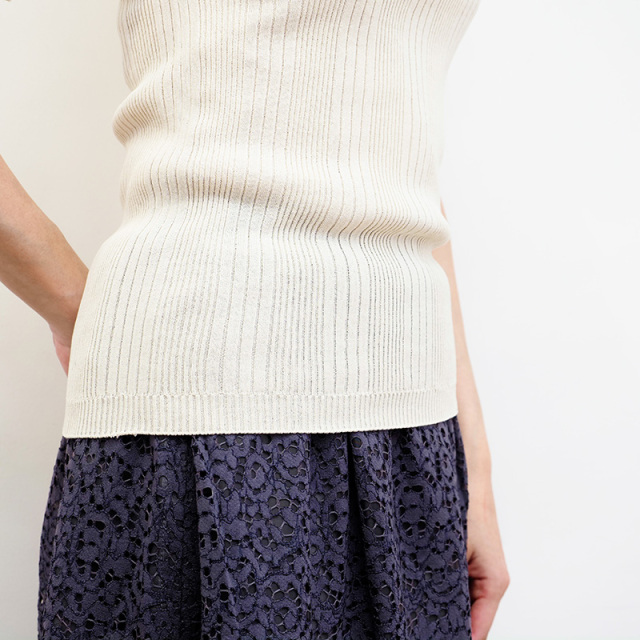 【30％OFF】unfil アンフィル WHSP-UW133 強撚コットンリブニットプルオーバー 半袖 ハイネック high twist cotton  ribbed-knit sweater | 23SS トップス 春夏