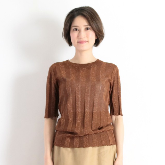 40%OFF】ROBERTO COLLINA ロベルトコリーナ 五分袖ラメ混紡