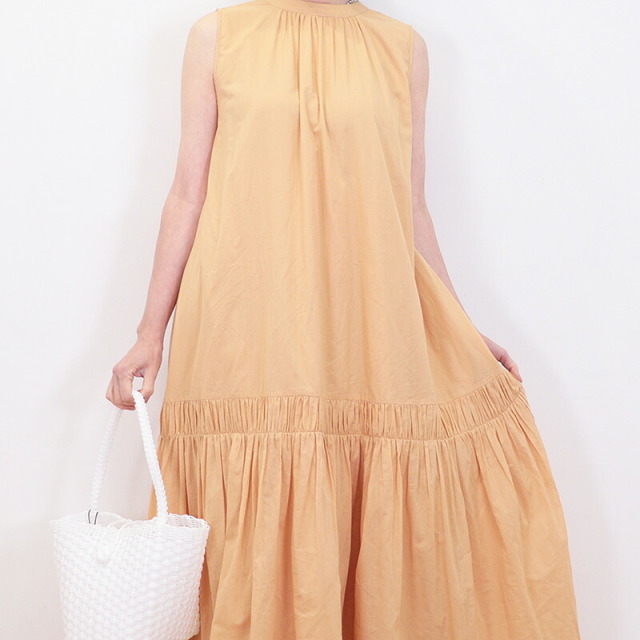 WALANCE ワランス 3241-111 2WAY 草木染め ギャザーティアードロング  