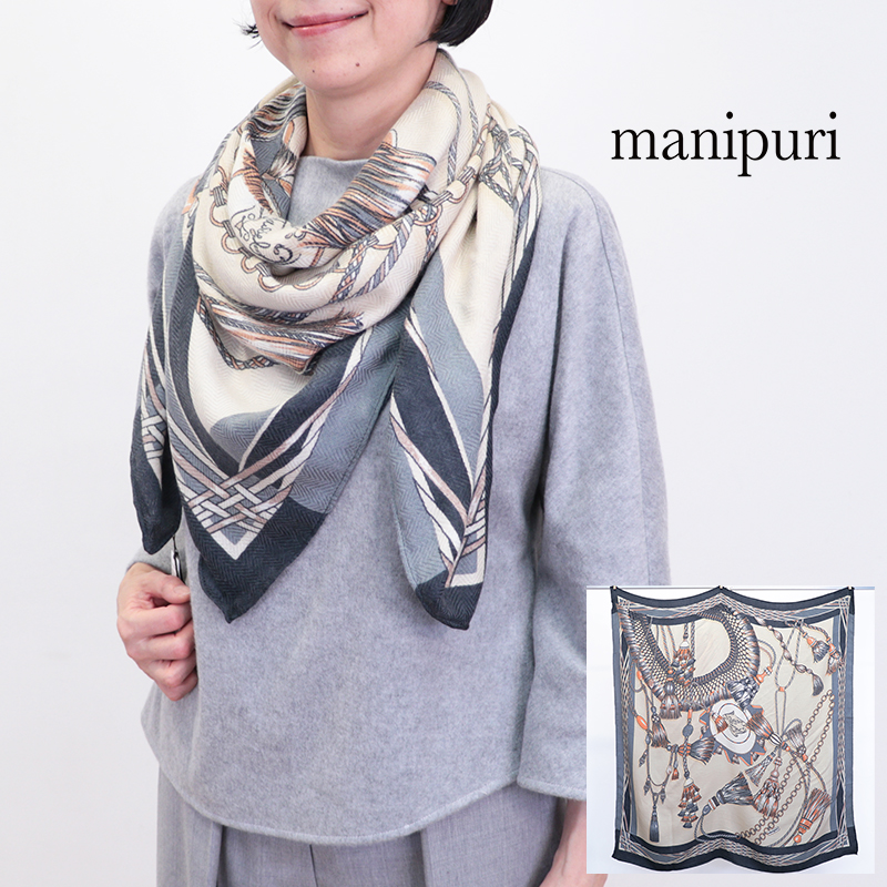 manipuri マニプリ ウールシルクストール ヴィヴァーチェタッセル 0153333008 120×120cm チェーン  | ファッショングッズ 25AW 秋冬