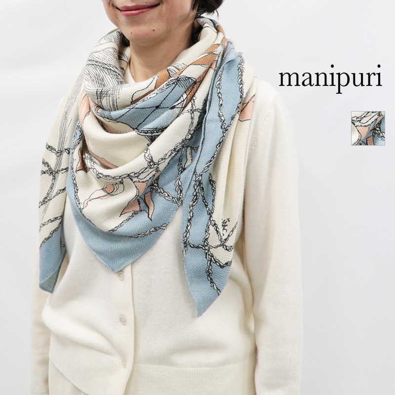manipuri マニプリ ウールシルクストール モンゴルフィエバルーン 0163333101 120×120cm バルーン 気球 | ファッショングッズ 26AW 秋冬