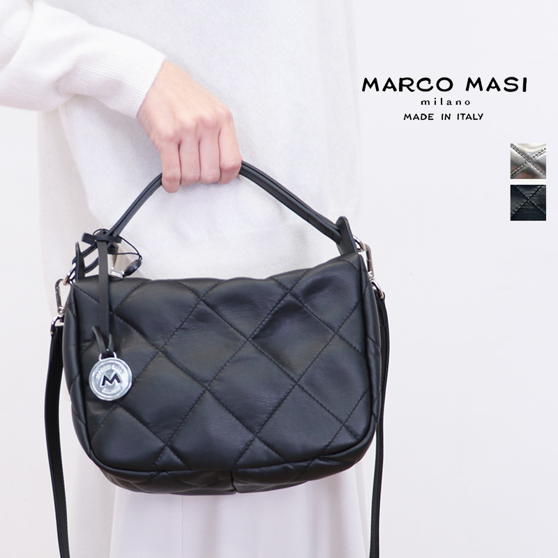 MARCO MASI マルコマージ 3403 ECOTRAPU 2WAY エコレザーキルティングショルダーバッグ ミニバッグ メタリック ハンドバッグ ショルダーバッグ | 秋冬 バッグ 24AW