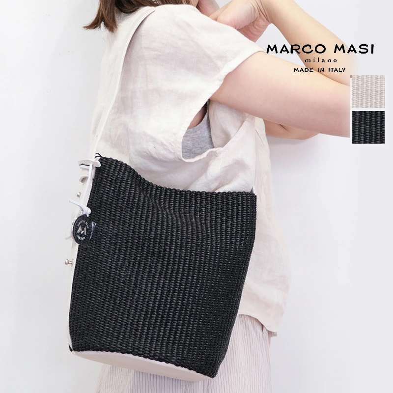 【アプト別注】MARCO MASI マルコマージ 3661 バケツ型ラフィアライクトートバッグ ハンドバッグ ワンショルダー ラウンド型 本革 PA-VIT | バッグ 春夏 25SS