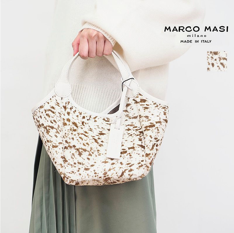 MARCO MASI マルコマージ 3106 PELO ハラコレザーハンドバッグ トートバッグ 小 BIANCO / ANTILOPE ミニバッグ  マルコマッシ マルコマシ | 21AW