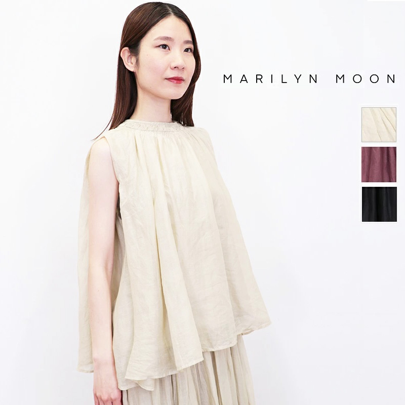 MARILYN MOON マリリンムーン 4252-153 2WAY タックテクニックシアーコットンフレアブラウス ノースリーブフレアブラウス tuck technique sheer cotton flare blouse | 25SS トップス 春夏