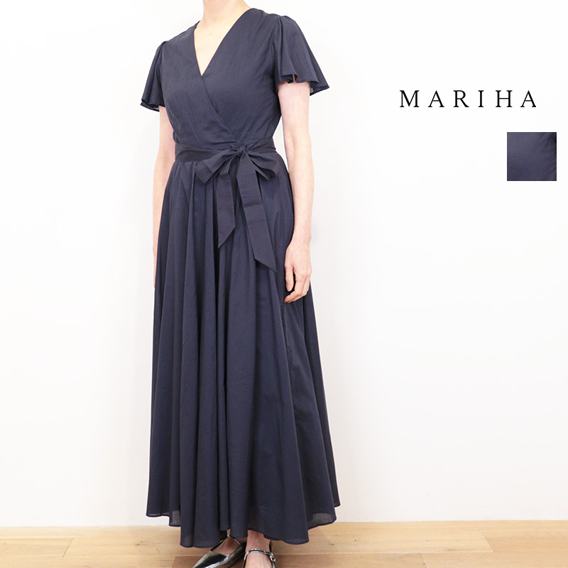 MARIHA マリハ 3211264004 マドモアゼルのドレス Vネックフレアスリーブワンピース Midnight Ocean ネイビー  | 26SS 春夏