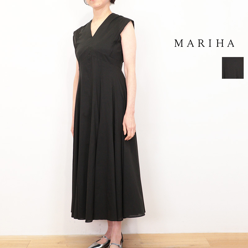 MARIHA マリハ 3211264028 夏の月のドレス Vネックノースリーブワンピース フレンチスリーブ ONYX ブラック  | 26SS 春夏