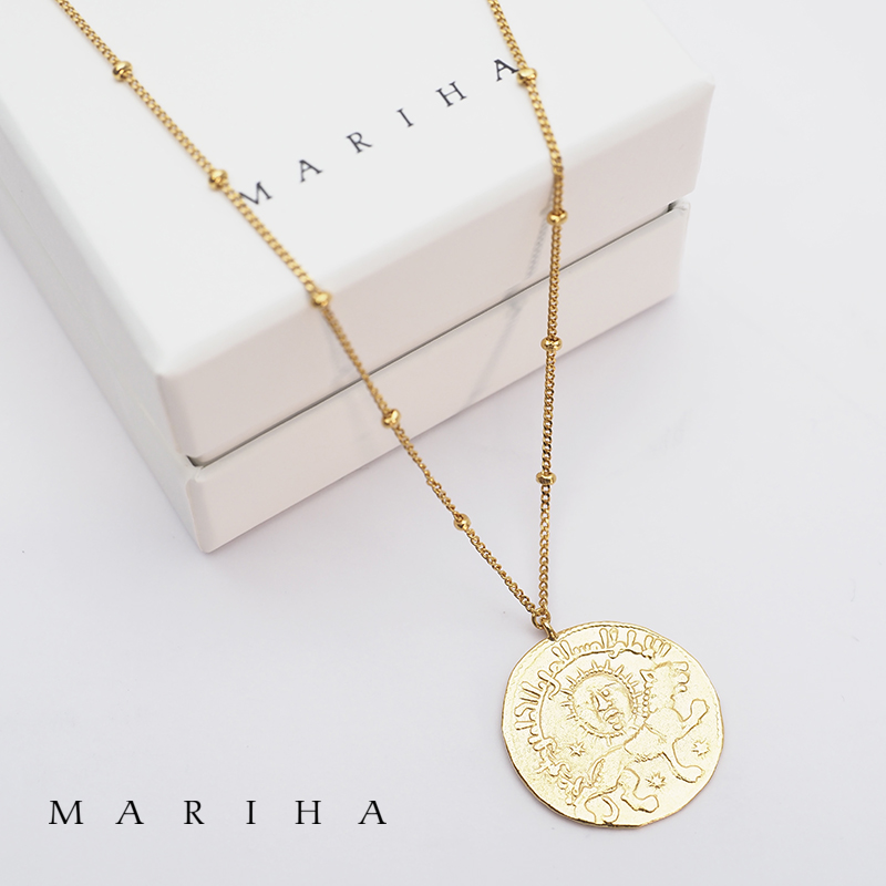 MARIHA マリハ ネックレス サンライオン Ancient Memories Sun Lion コインネックレス スタッド 62cm 1602202002　シルバー925/18金メッキ　| アクセサリー 春夏 21SS
