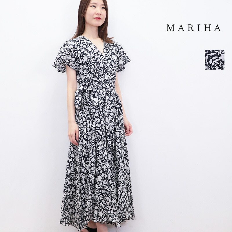 MARIHA マリハ 3211254104 マドモアゼルのドレス Vネックフレアスリーブフラワープリントワンピース SS/Spring Shadow | 25SS 春夏