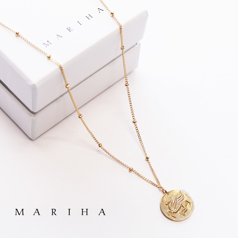 MARIHA マリハ ネックレス Ancient Memories Pegasus ペガサス  コインネックレス スタッド 47cm シルバー925/18金メッキ　| アクセサリー 24SS
