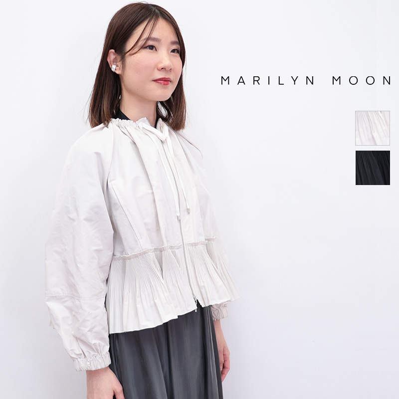 MARILYN MOON マリリンムーン 4251-115 モダンタフタプリーツブルゾン ノーカラーギャザーブルゾン スプリングコート ジャケット | 25SS  アウター 春夏