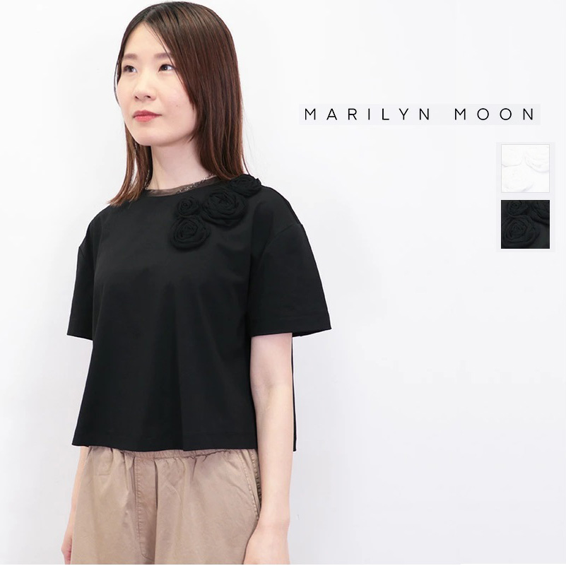 MARILYN MOON マリリンムーン 4252-172 デコラティブカットソー フラワーモチーフTシャツ  | 25SS トップス 春夏
