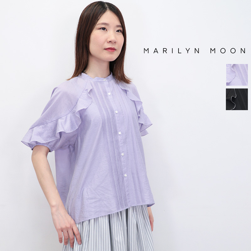 MARILYN MOON マリリンムーン 4252-180 シアーラッフルピンタックブラウス フリルシャツ レーヨンリネン  | 25SS トップス 春夏