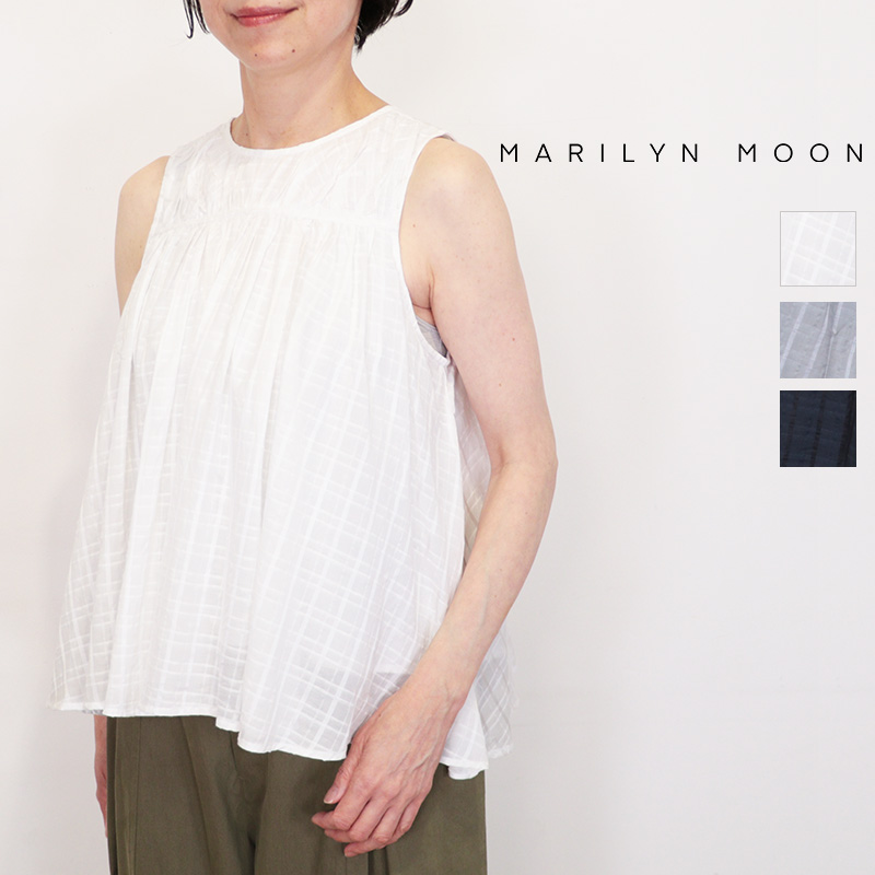 MARILYN MOON マリリンムーン 4262-178 ノースリーブ シアーチェック2WAYギャザーブラウス sheer check 2way gathered blouse | 26SS トップス 春夏