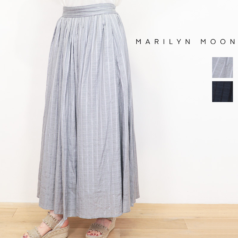MARILYN MOON マリリンムーン 4262-180 シアーチェックタックギャザースカート ロングスカート sheer check tuck gather skirt | 26SS ボトムス 春夏