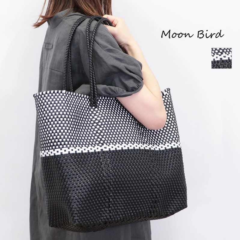 MoonBird ムーンバード MBHW150170251 バイカラー メルカドバッグ L 正方形 かごバッグ プラスチックバッグ | 25SS バッグ 春夏