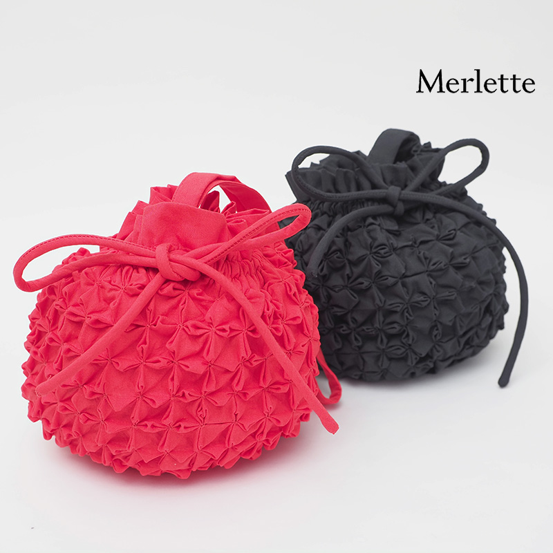 【40%OFF】Merlette マーレット DECO POUCH デコポーチ スモッキングミニバッグ 巾着 3611100009 | バッグ 22AW