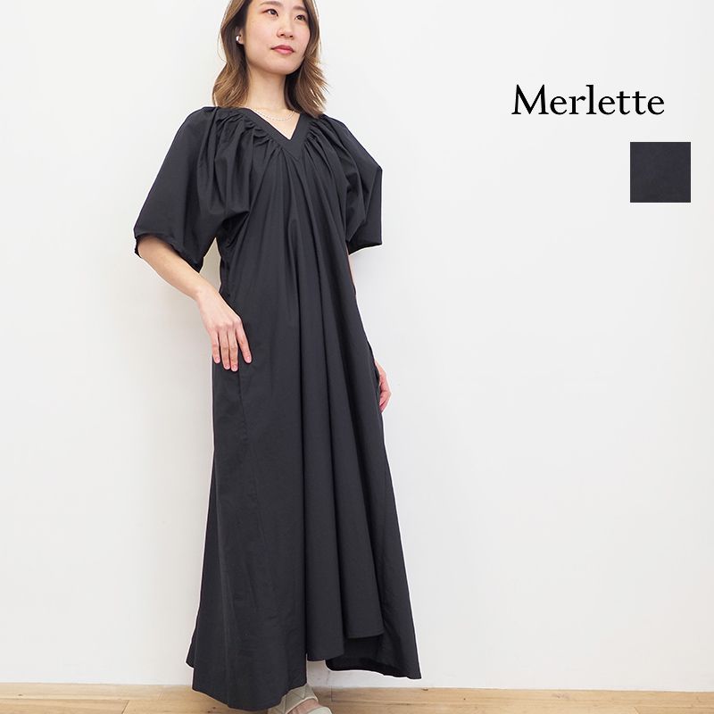 【40％OFF】Merlette マーレット 165NO9PO LANTE ランテ Vネックギャザーワンピース 3910300044 ドレス 日本限定 | 24SS  春夏