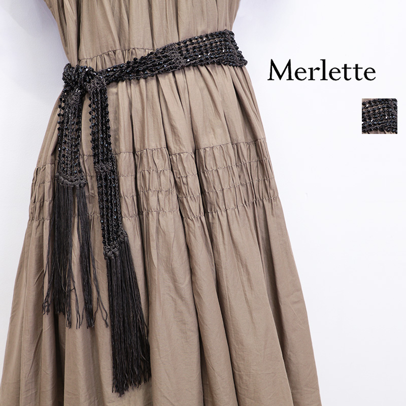Merlette マーレット 19A9E04 Vesper Belt 4111000006 ヴェスパーベルト ビジューフリンジベルト リボン ウエストマーク | ファッショングッズ 25SS 春夏